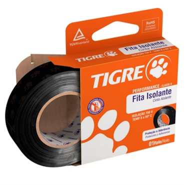 Fita Isolante Tigre Performance Preta 19x10m Fita Isolante Tigre Performance Preta 19x10m