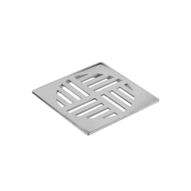 Grelha Krona Quadrada Cromada para Caixa Sifonada 100mm