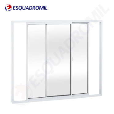 Janela Branca de Correr Móvel c/ 2 Vidros Esquadromil 100x120cm Janela Branca de Correr Móvel c/ 2 Vidros Esquadromil 100x120cm