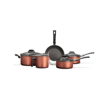 Jogo de Panelas Brinox Clove 5 Peças Antiaderente com Tampa em Vidro 7111/400