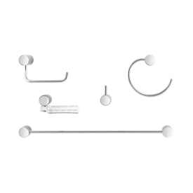 Kit Banheiro Docol com 5 Suportes/Acessórios Inox Cromados de Parede Single