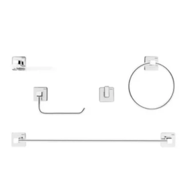 Kit Banheiro Docol com 5 Suportes/Acessórios Inox Cromados de Parede Trip