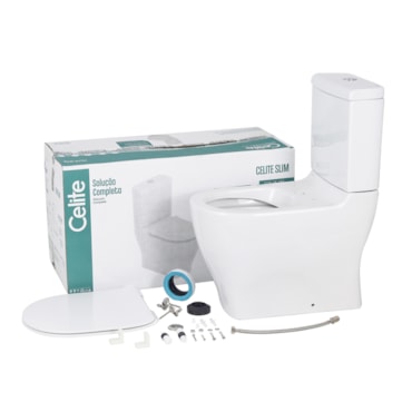 Kit Celite Slim Vaso Sanitário com Caixa Acoplada e Assento Duplo Branco 3/6L