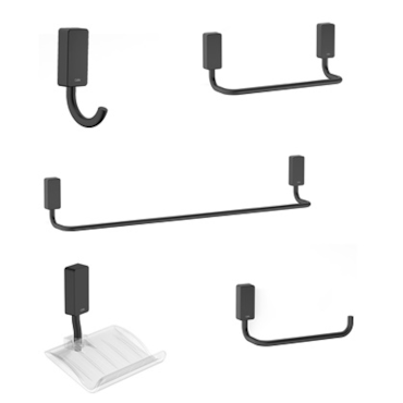 Kit de acessórios de Banheiro One Black Matte 5 Peças Kit de acessórios de Banheiro One Black Matte 5 Peças