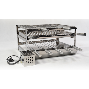Kit Giratório para Churrasqueira com 04 Espetos em Aço Inox 430 Kit Giratório para Churrasqueira com 04 Espetos em Aço Inox 430