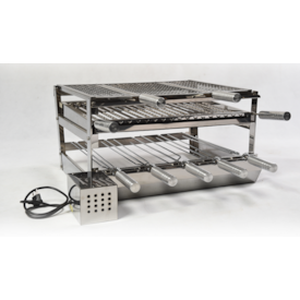 Kit Giratório para Churrasqueira com 05 Espetos em Aço Inox 430