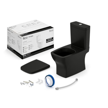 Kit Incepa Bacia c/ Caixa, Assento Termofixo C/ Queda Amortecida e Itens de Instalação Boss
