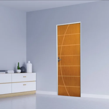 Kit Porta de Madeira Esquerda e Batente MGM Neblina Mogno 217x65cm
