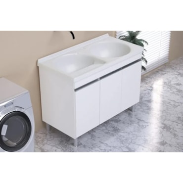 Kit Rorato Lavanderia Amelia com Tanque 110x55 cm Gelo Kit Rorato Lavanderia Amelia com Tanque 110x55 cm Gelo
