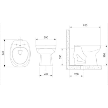 Kit Thema Bacia Convencional + itens de instalação Branca