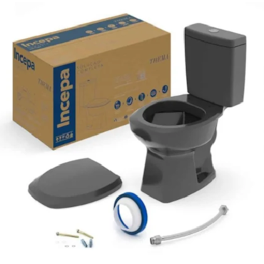 Kit Thema Bacia Convencional + itens de instalação Preto
