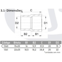Luva de Transição F/F Ultraterm Soldável Dn22x20mm