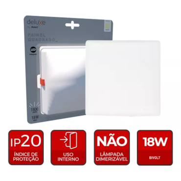 Painel Led Flat 18w 4000k Emb Quadrado Bivolt Ip20 Br Deluxe