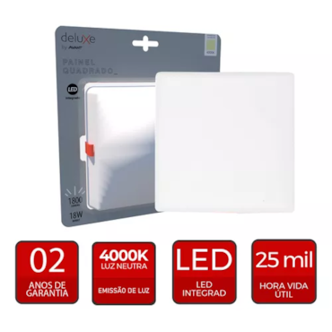 Painel Led Flat 18w 4000k Emb Quadrado Bivolt Ip20 Br Deluxe