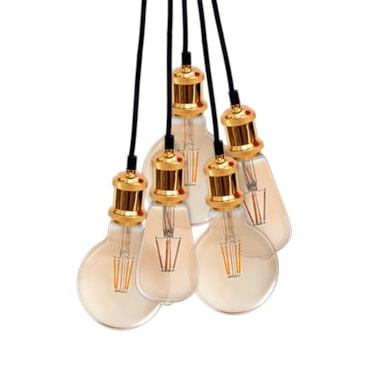 Pendente Avant Benjamin Cromado 5 Lâmpadas E27 Dourado Pendente Avant Benjamin Cromado 5 Lâmpadas E27 Dourado