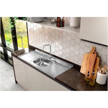 Pia Ghelplus Inox Concreto C/ Válvula 120x53cm