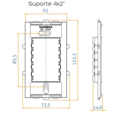 Placa ebony 4x2 2 Posto Separados Com Suporte R.2127