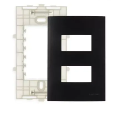 Placa ebony 4x2 2 Posto Separados Com Suporte R.2127