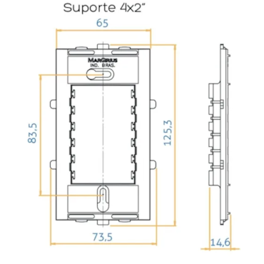 Placa Ebony 4x2'' 3 Posto Com Suporte R.21279