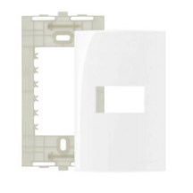 Placa Sleek 4x2cm com 1 Posto Horizontal e Suporte Branca