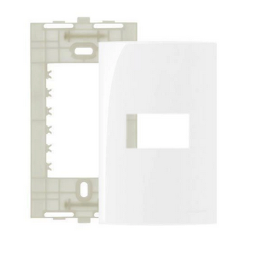 Placa Sleek 4x2cm com 1 Posto Horizontal e Suporte Branca