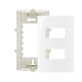 Placa Sleek 4x2cm com 2 Postos Horizontais Separados e Suporte Branca