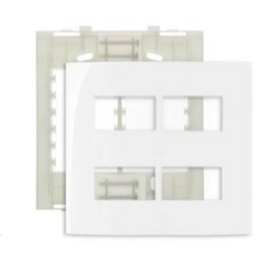 Placa Sleek 4x4cm com 4 Postos Horizontais Separados e Suporte Branca