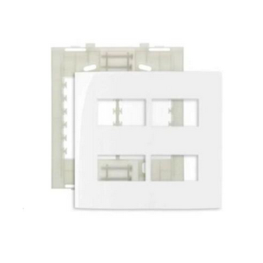 Placa Sleek 4x4cm com 4 Postos Horizontais Separados e Suporte Branca Placa Sleek 4x4cm com 4 Postos Horizontais Separados e Suporte Branca