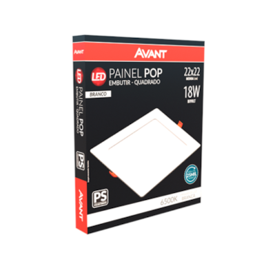 Plafon Painel LED Quadrado de Embutir Avant 18w Branco