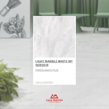 Porcelanato Branco Retificado Mármore Light Marble 90x90cm