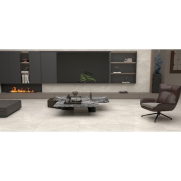 Porcelanato Delta Fuji Off White Polido Retificado 84x84cm