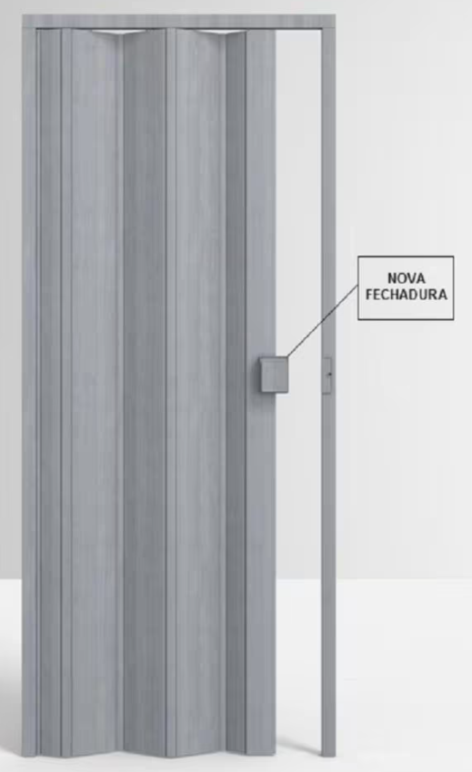 Porta Sanfonada PVC Cinza Marmorizado 210x72cm | Casa Mattos
