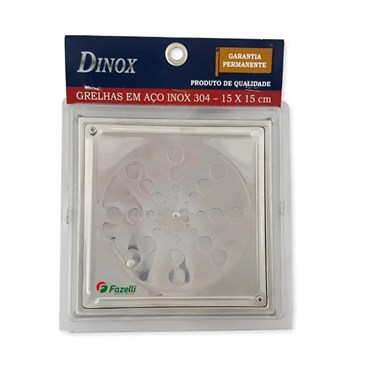 Ralo Grelha Dinox Aço Inox 304 com Caixa 15x15cm