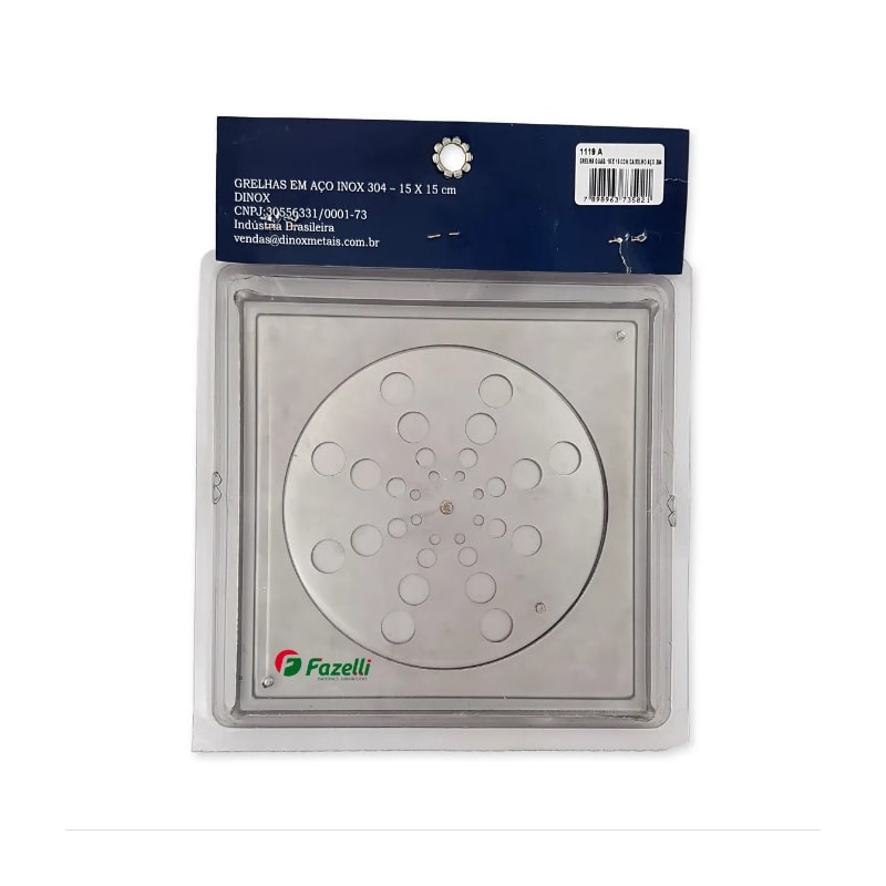 Ralo Grelha Dinox Aço Inox 304 com Caixa 15x15cm | Casa Mattos