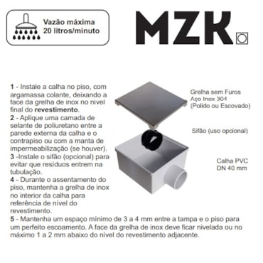 Ralo Inox com Sifão Mozaik Rapp1010 Polido 10x10cm