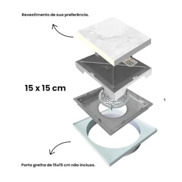 Ralo Quattro Tampa Oculta Mozaik 15x15cm