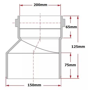 Redução Excêntrica de Esgoto 200x150mm