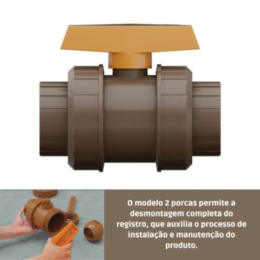 Registro Válvula Esfera Tigre Duas Porcas 75mm