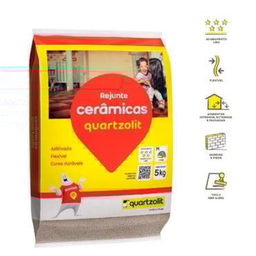 Rejunte Cerâmicas Flexível Marrom Café Quartzolit 5Kg Rejunte Cerâmicas Flexível Marrom Café Quartzolit 5Kg