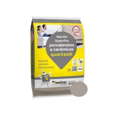 Rejunte Quartzolit Porcelanato e Cerâmicas 5kg Cinza Outono