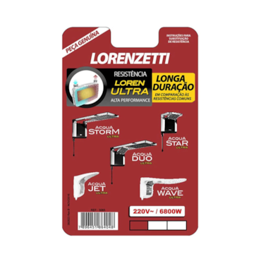 Resistência para Chuveiro Lorenzetti 220V 6800W Acqua Storm Duo Star Lorenzetti Resistência para Chuveiro Lorenzetti 220V 6800W Acqua Storm Duo Star Lorenzetti