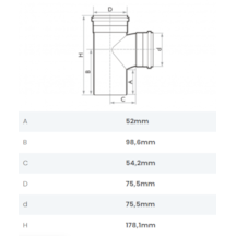 Tê de Esgoto Primário 75x75mm