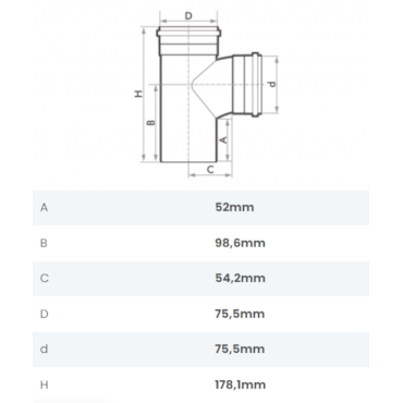 Tê de Esgoto Primário 75x75mm
