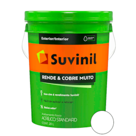 Tinta Acrílica Fosco Rende e Cobre Muito Branco Neve Balde 20L Suvinil
