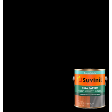 Tinta Esmalte Base de Água Seca Rápido Brilhante Preto 3,6L
