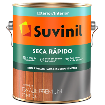 Tinta Esmalte Base de Água Seca Rápido Brilhante Preto 3,6L