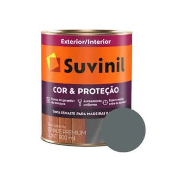 Tinta Esmalte Cinza Escuro para Madeira e Metal Suvinil Cor&Proteção Brilhante 900ml