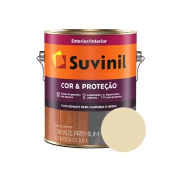 Tinta Esmalte para Madeira e Metal Suvinil Marfim Nobre Cor&Proteção Brilhante Galão de 3,6L
