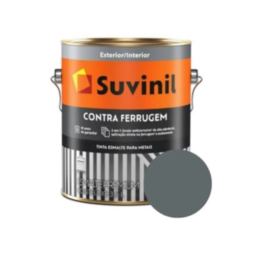 Tinta Esmalte Suvinil Contra Ferrugem Brilhante Cinza Escuro Galão 3,6L Tinta Esmalte Suvinil Contra Ferrugem Brilhante Cinza Escuro Galão 3,6L
