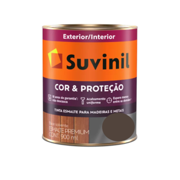 Tinta Esmalte Suvinil Cor & Proteção Brilhante Marrom Litro 900ml